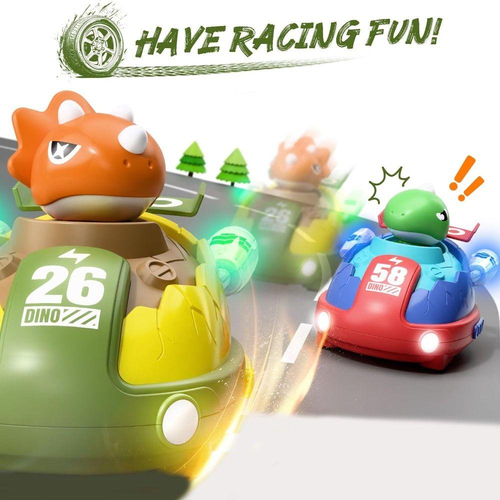 

2pcs Remote Control Dinosaur RC Race Vehicles Play Set Cool Electronic Bump Pop Game Birthday Gift