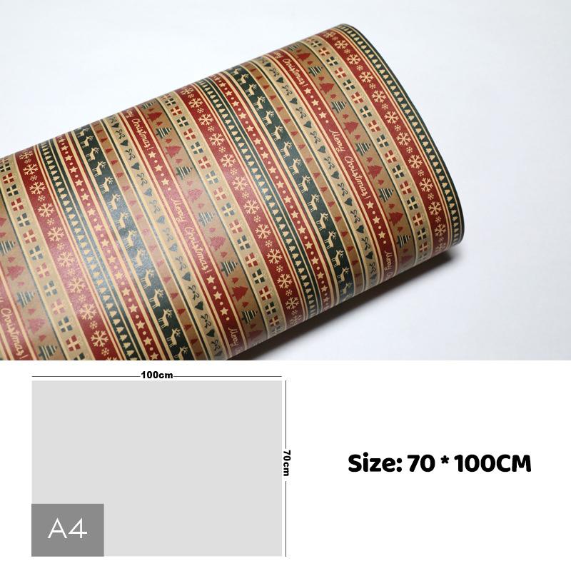100Cm×70Cm Christmas Wrapping Paper Christmas Eve Gift Box Decoration Paper Children'S Christmas Vintage Kraft Paper