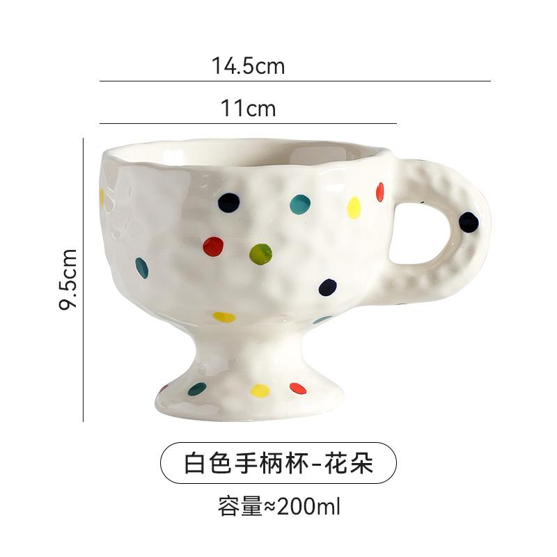 Retro Creative Ceramic Mug Hand Drawn Irregular High Legged Coffee Mug Milk Tea Cup Beverage Cup Household Tea Cup Water Cups