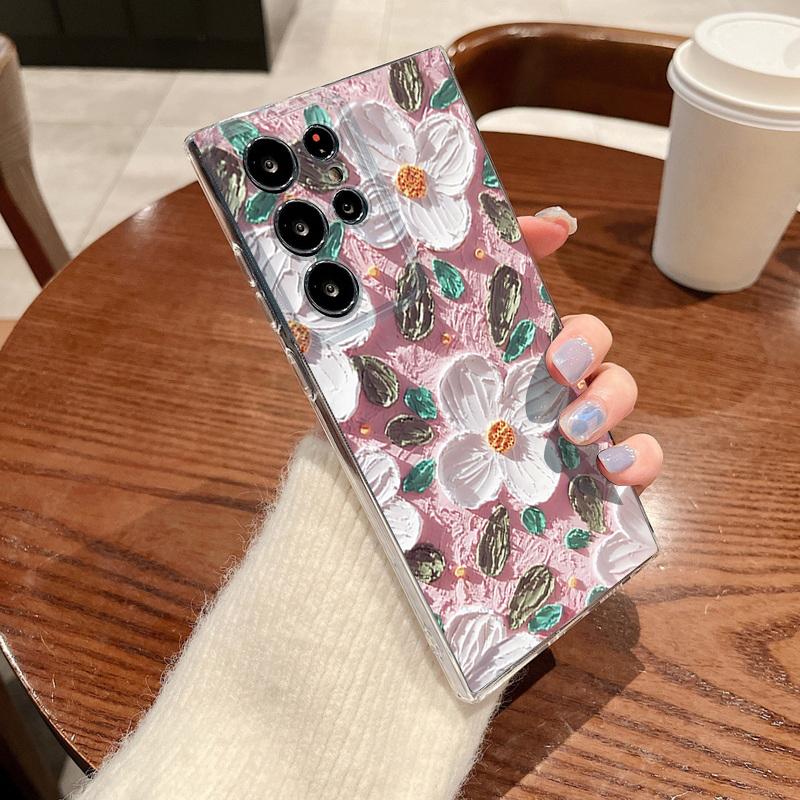 Oil Painting Flower Print Phone Case For Samsung Galaxy S26 S25 S24 S23 Ultra S22 Plus S24 S21 FE S25 Edge Clear TPU Soft Cover