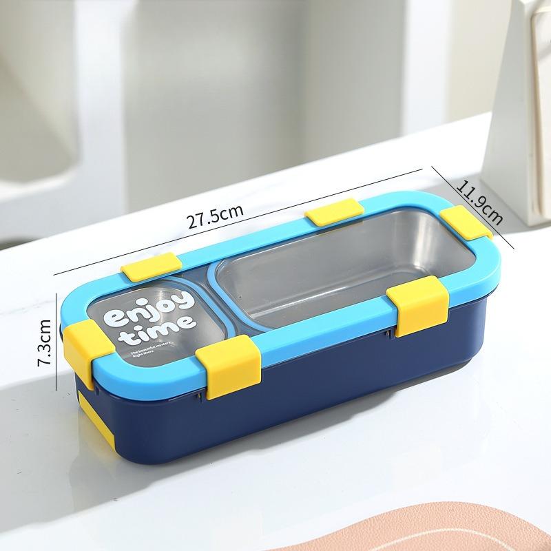 

Divided Rectangular Stainless Steel Thermal Lunch Box Sealed Leakproof Container with Lid for Students Office Workers Portable