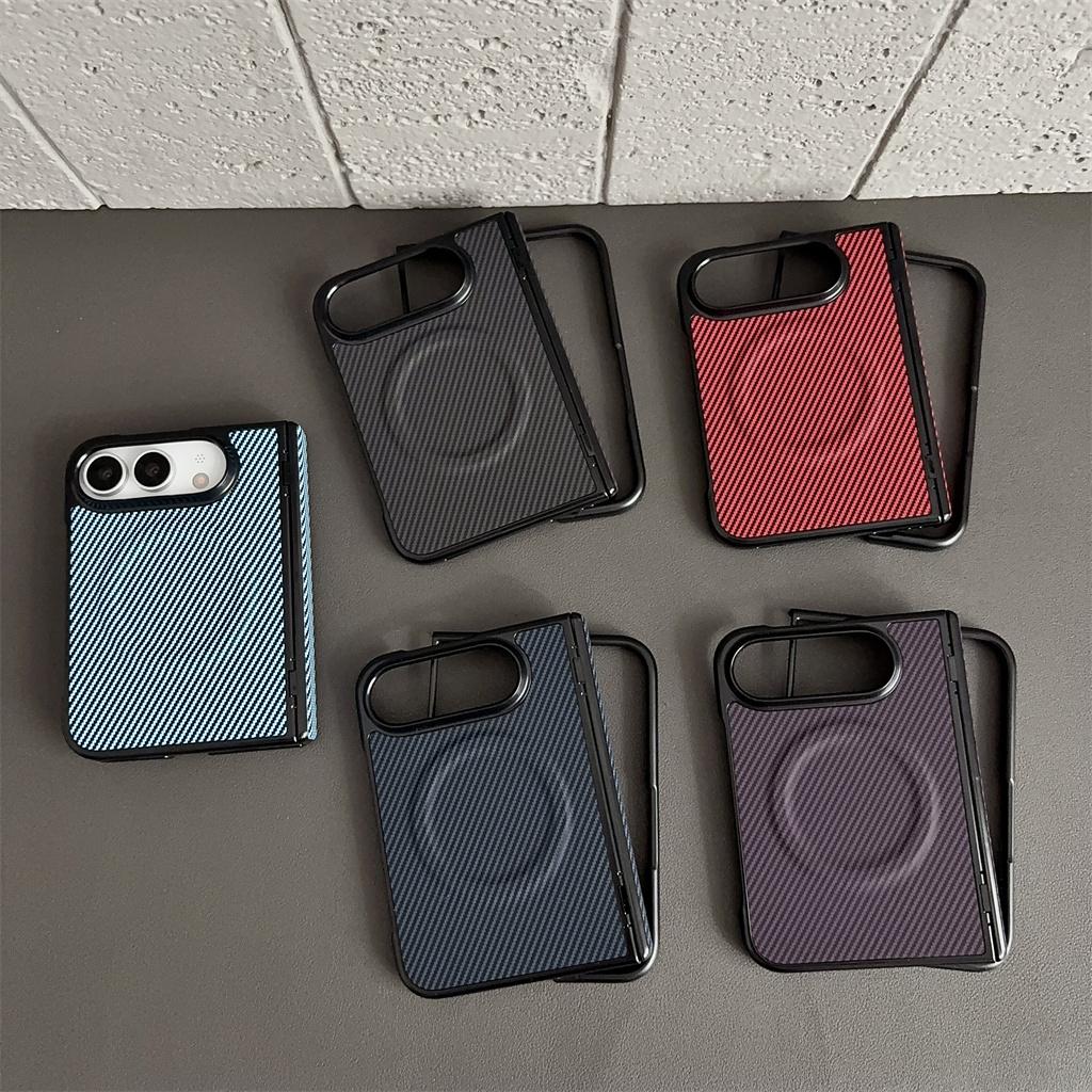 Luxury Magnetic Phone Case with Hinge Protective For Apple iPhone Ultra 18 Fold Wireless Charging Carbon Fiber Shockproof Cover