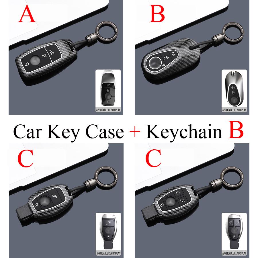 Carbon Style ABS Car Key Case Cover Fob Keychain for Mercedes Benz A B C E Class GLS GLA GLK GLC CLS CLA AMG W204 W205 W212 W176