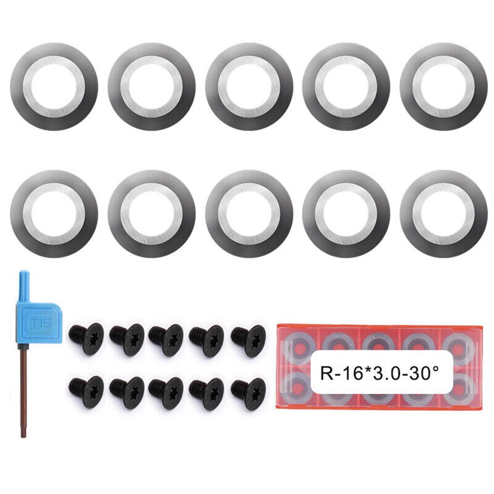 ~16mm Turning Insert Round ~Carbide Inserts Milling Cutters ~Indexable With Screws 30° Cutting ~Angle For DIY Wood Turning Tool
