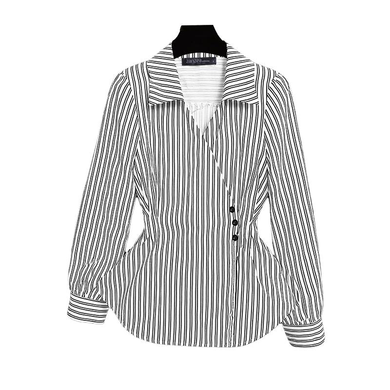 ZANZEA Women Classic Collar Casual Long Sleeve Stripe Blouse