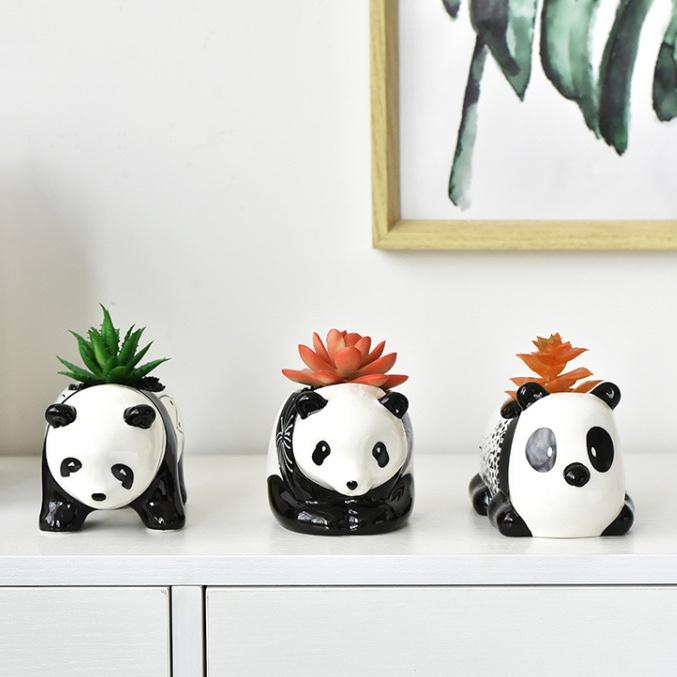 Cute Panda Flower Pot Succulent Pot Ceramic Planter Home Decor Desktop Ornaments Bonsai Plant Pot Garden Decoration