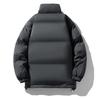 Men's Winter Cotton Jacket: Thickened, Loose, Trendy Stand-Up Collar Outerwear, Versatile Solid Color for Couples.