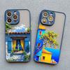 Hand Painted House scenery Phone Case For iPhone 13 12 11 Pro Max Mini 15 14 7 8 Plus Pro Max SE2 X XR XS Shockproof Matte Cover