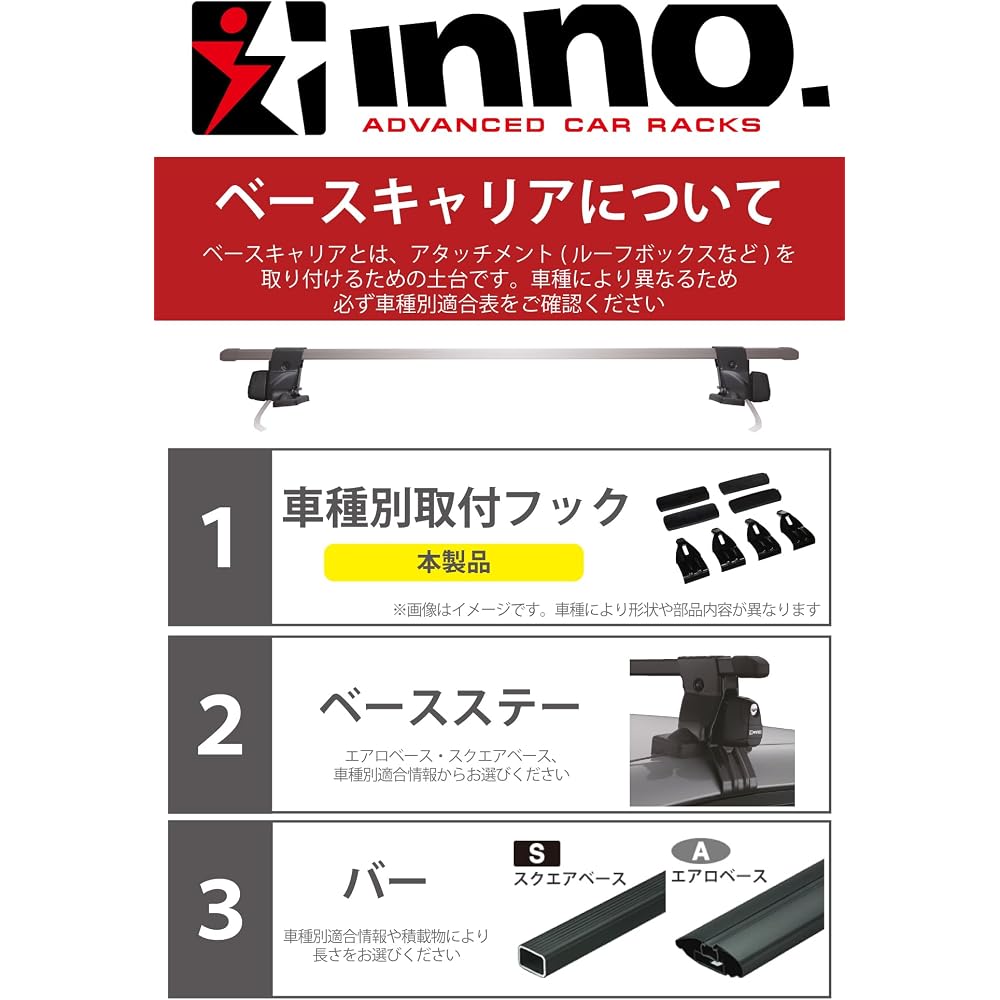 Carmate Inno Basic Roof Carrier Mounting Hook for Honda N-WGN JH1/JH2 (H25.11-) Vehicle Accessory