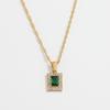 Joolim Jewelry 18k Pvd Gold Plated Luxury Vintage Blue Emerald Clear Pink Purple Zirconia Rectangle  Stainless Steel Pendant  Ne