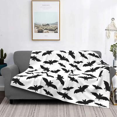 Bats Pattern Throw Blanket Halloween Goth Fleece Flannel Lightweight Blankets for Home Office Couch Bed Sofa Car All Season