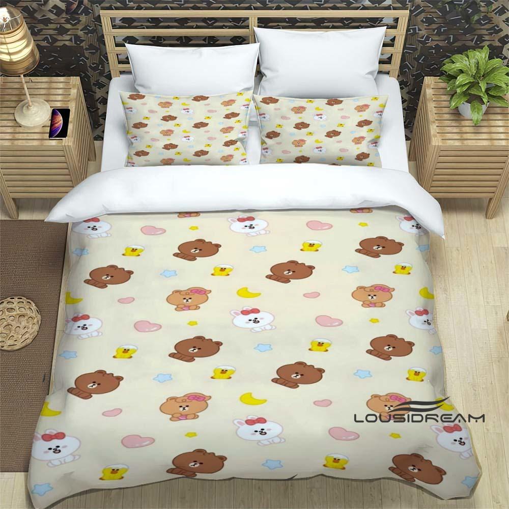 

Sunflower Cartoon BROWN & FRIENDS Printed Bedding Set – Duvet Cover Set – A luxurious gift for teenage girls, suitable for doubl 135x200cm