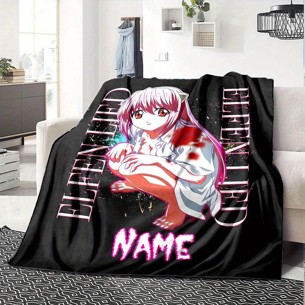 Elfen Lied Customizable Name Flannel Blanket Comfortable All Seasons Suitable For Sofas Beds Travel Camping Office Decoration Perfect Gift For