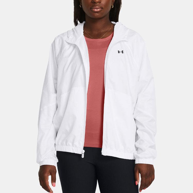 Under Armour UA Rival Solid Logo Casual Hoodie Jacket Women jackets White 1382698-100