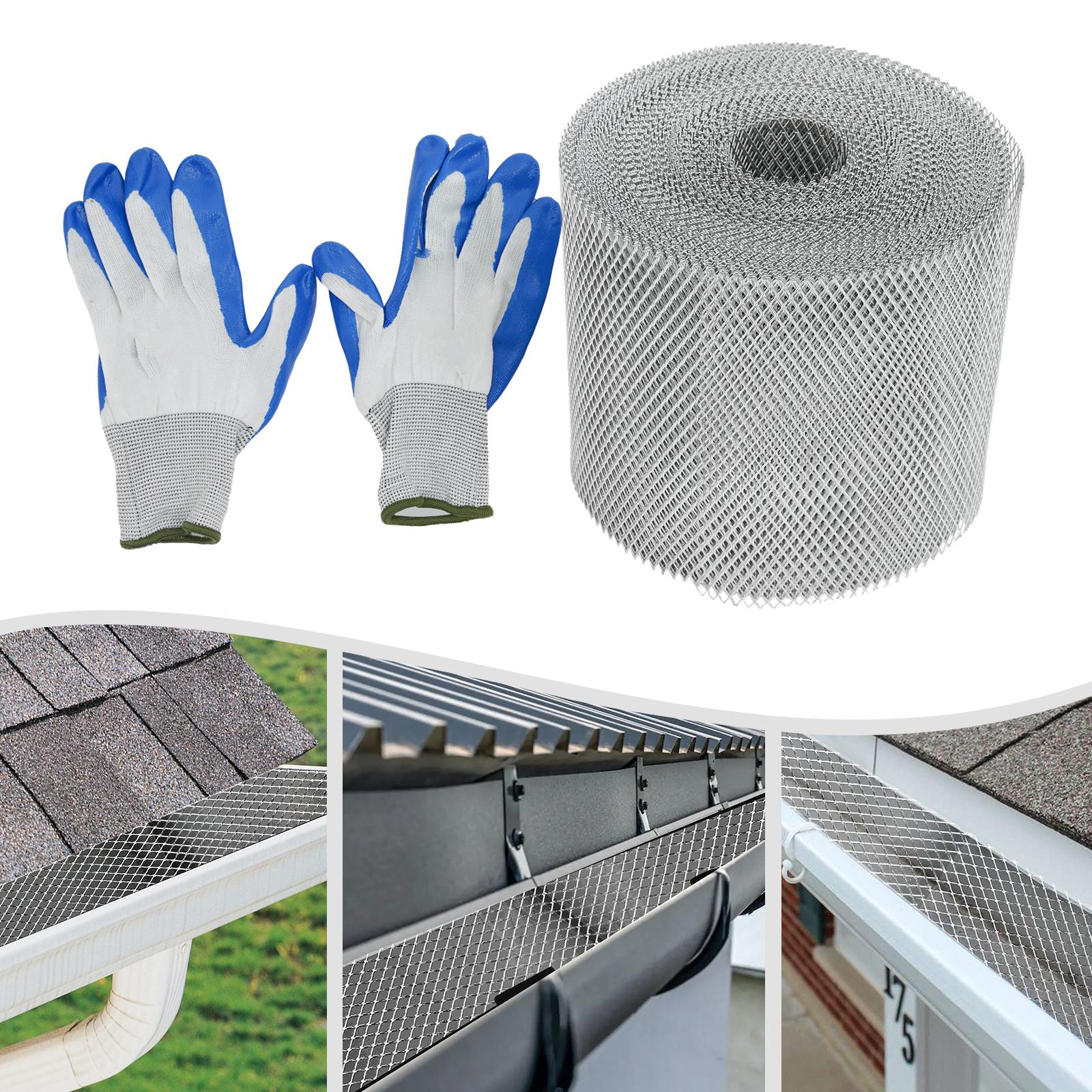 

6 Inch x 100 Ft Gutter Guard, Aluminum Gutter Protection- Lasts for Years, Silver Color, Easy to Installwith Protective Gloves срібний