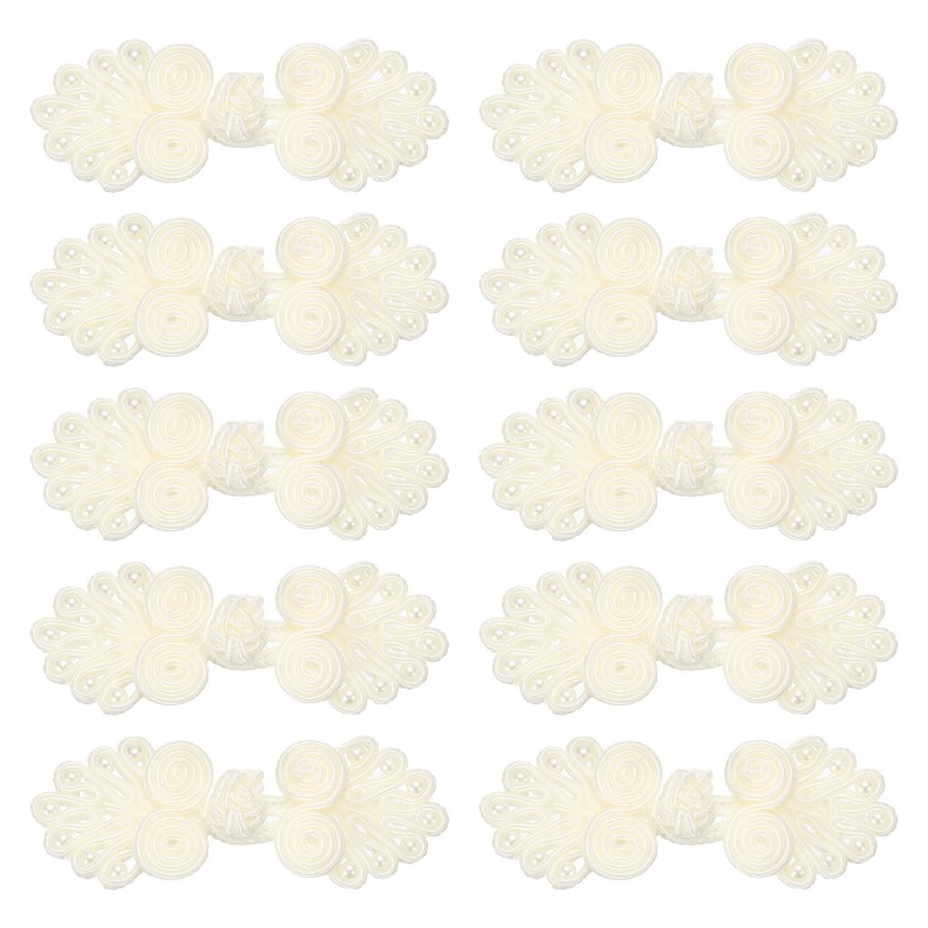 6/10pcs Chinese Knots Frog Buttons Closure Sewing Buttons Fasteners with Beads for DIY Sewing Coats Cloak Bridal Costume Outfit