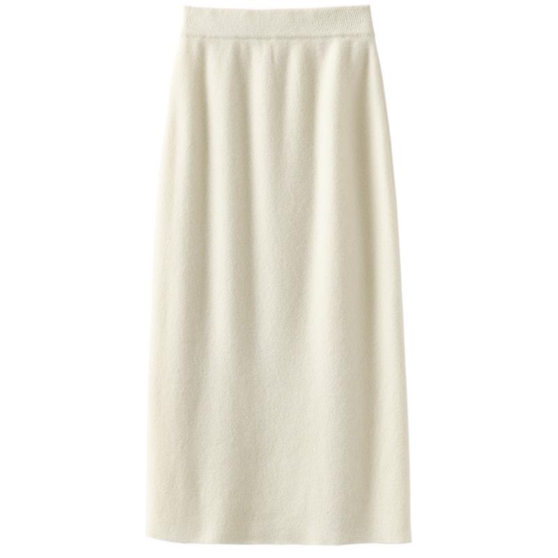 Women's High Waist Wool Knit Bodycon Midi Skirt for Autumn/Winter