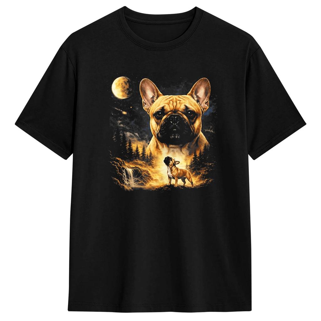 French Bulldog Howling To The Moon Dog Lover Vintage Graphic Cotton T Shirt For Unisex Summer Funny Tshirts Leisure Tee Shirt