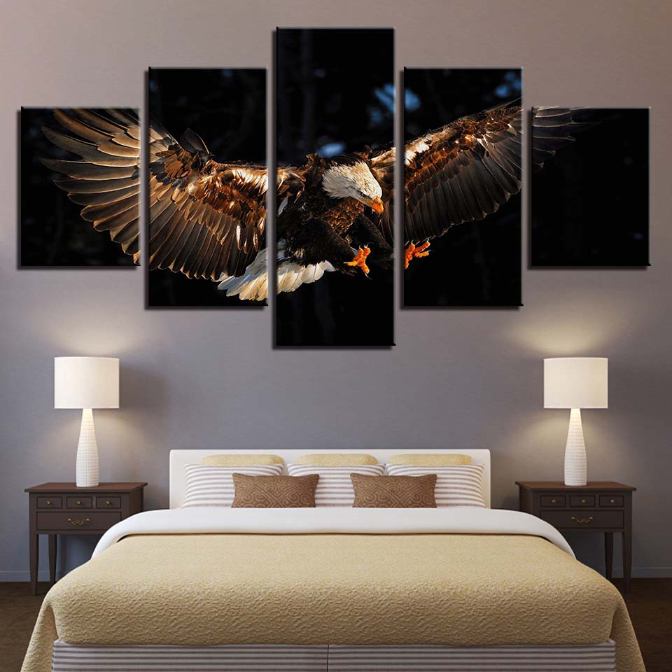 

5 Pieces Canvas Animal Poster Eagle Spread Wings Fly Decor Painting Living Room Wallpaper Picture Print Bedroom Home Decoration 20X35 20X45 20X55CM