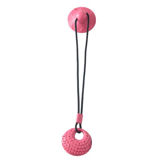 Dog Tug Rope Toy Safe Rubber Puppy Chew Toy with Suction Cup Dog красный