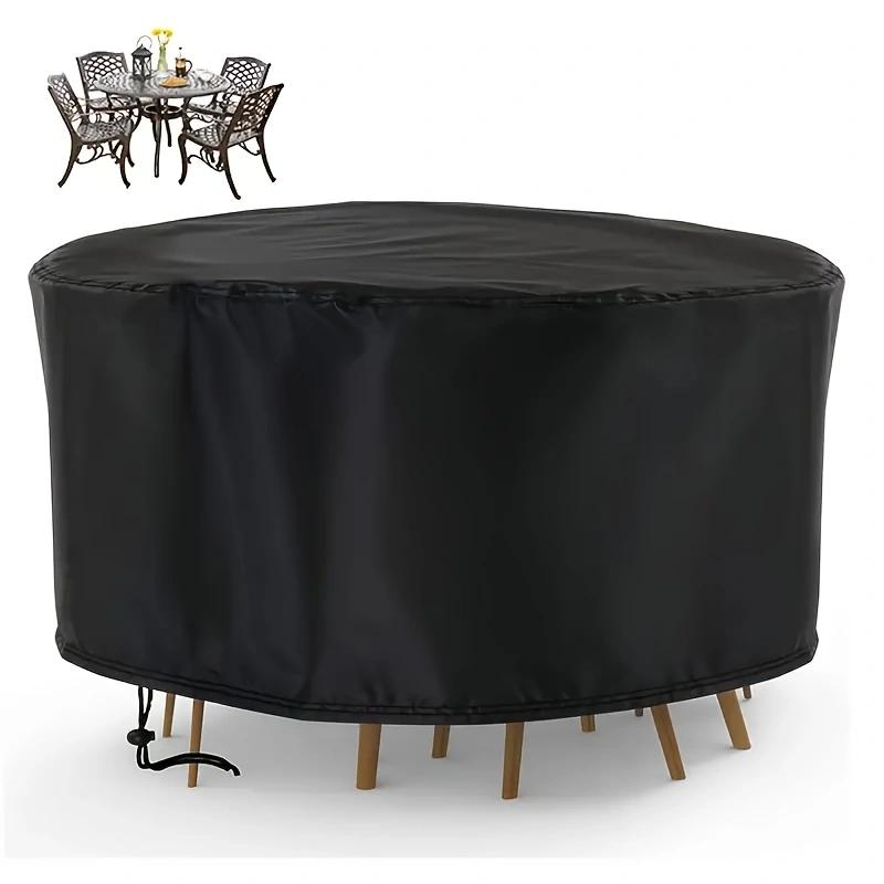 

1pc 210D Waterproof Round Patio Furniture Cover, Round Patio Table & Chair Set Cover, Outdoor Patio Furniture Cover 31x59cm чёрный