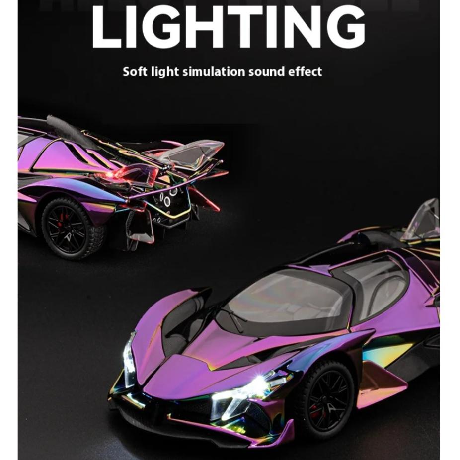 1/24 Scale Simulation Apollo EVO Plating Alloy Car, Sound and Light Children's Toy Car, Sports Car Model Collection Ornament Gift