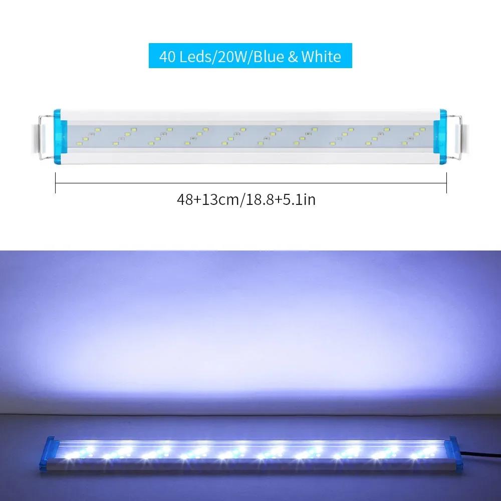 Super Slim LEDs Aquarium Lighting Aquatic Plant Light Extensible Clip On Lamp 18-75CM For Fish Tank 90-260V