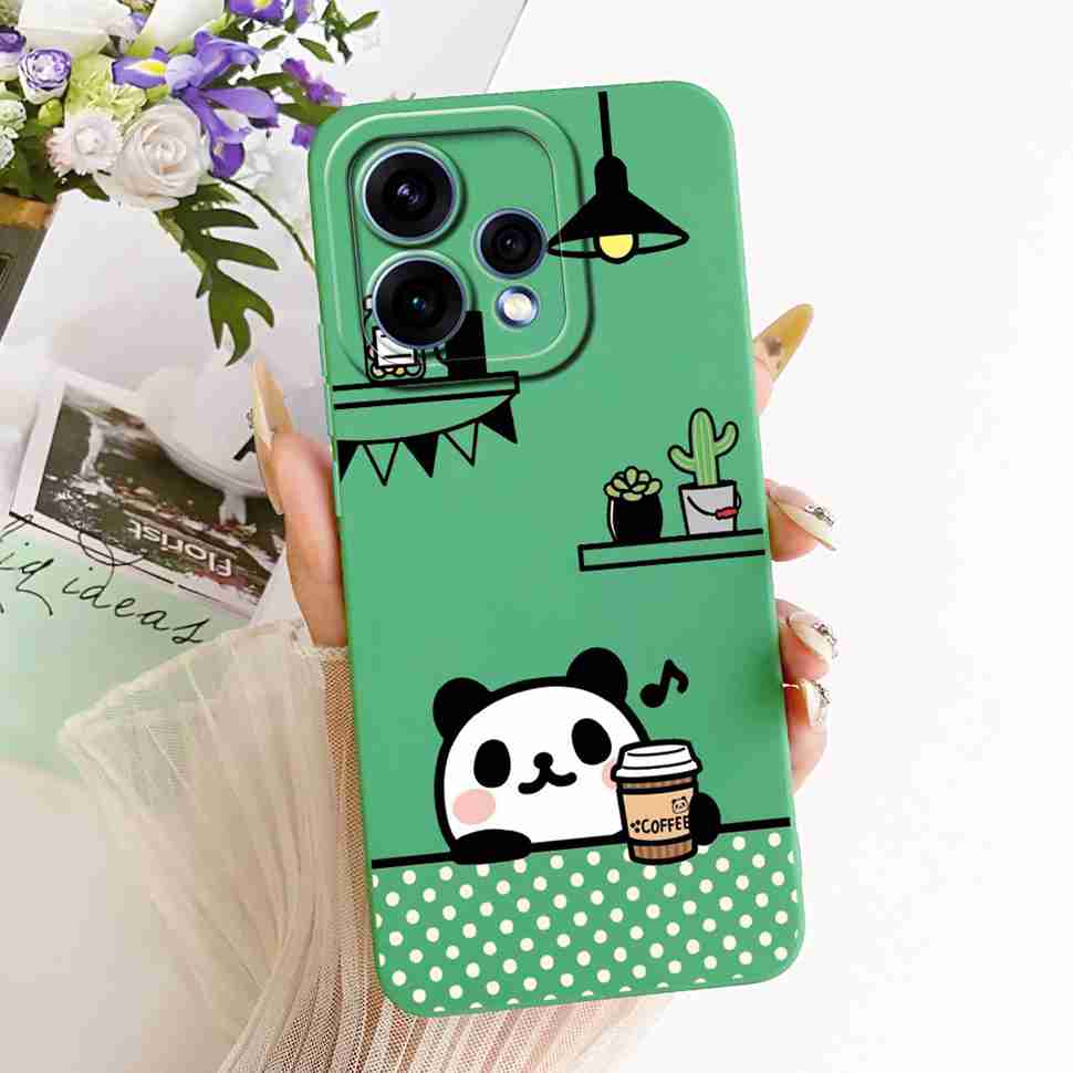 For Oppo Reno15 5G Case CPH2825 ilicone Back Cover For Oppo Reno 15C Reno15c 5G Cute Panda Cartoon Phone Cases Shockproof