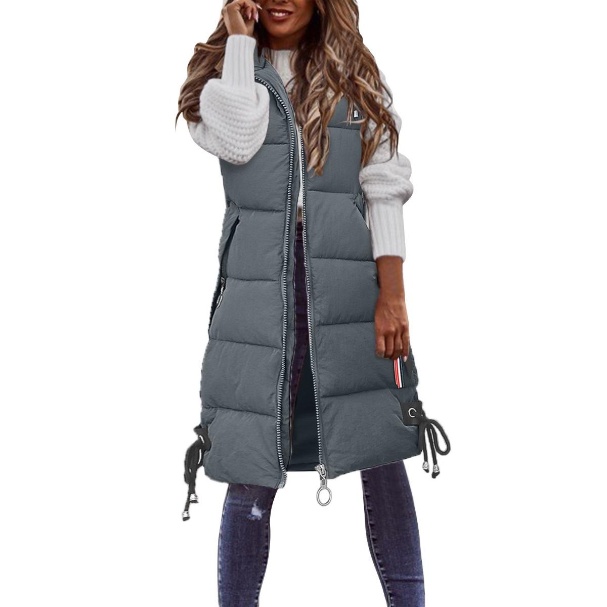 Women s Mid-Length Cotton Padded Vest Coat Casual Outerwear 2026 S