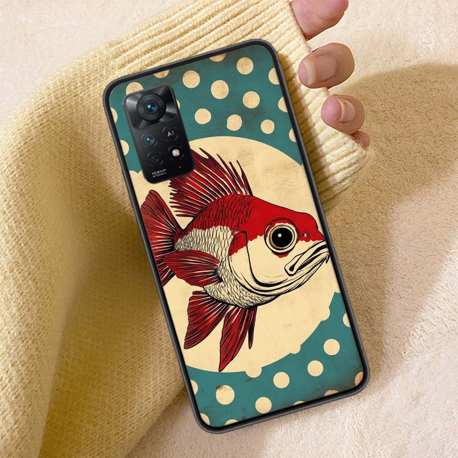 Pop Art Zeichenideen Fisch Handyhülle Für Redmi Note 13 14 15 Pro Plus 12 13C 12C 15C 9 10 10C 9T 9C 9A TPU Weiche Hülle Klar Cel