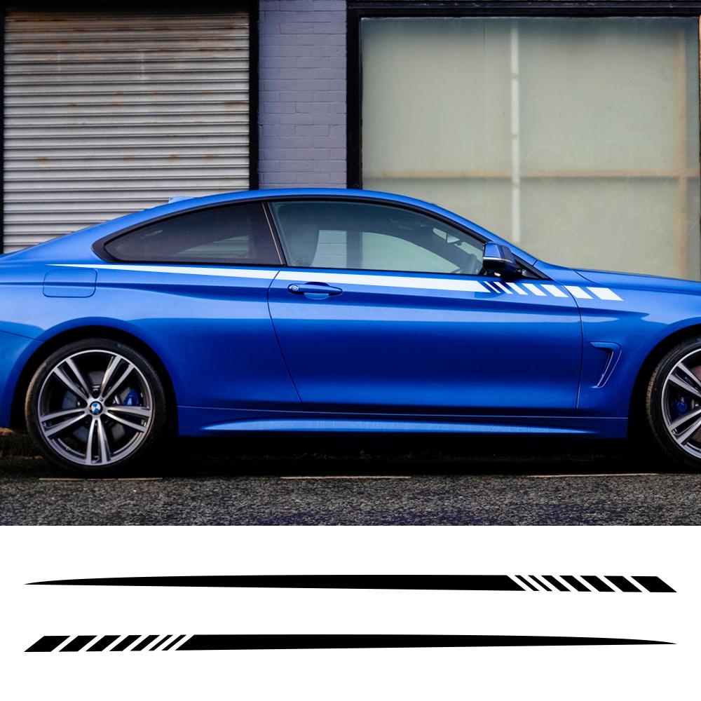 2pcs Car Long Stripe Waist Line Stickers Auto Both Side Body Vinyl DIY Decals Racing Sport Styling Tuning Accessories