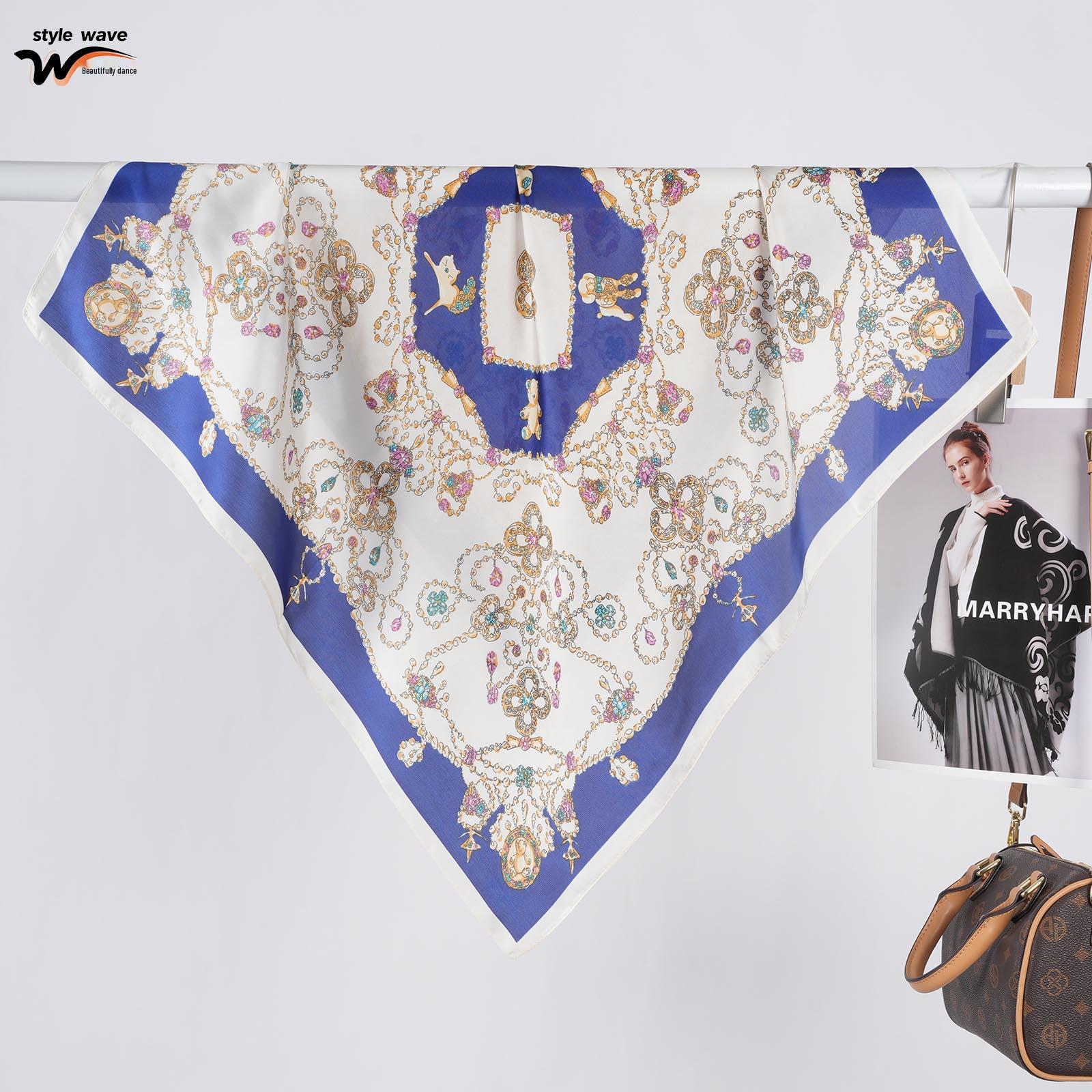 French Retro Ladies  Silk Square Scarf - Versatile Spring/Summer Fashion Accessory 70x70 CM