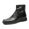 Fashion Black Men's Short Boots Fashionable and Personalized Design New Style Outdoor Trendy Party Daily Quality Formal Leather Shoes