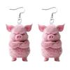 Pink Pig Dangle Earrings 2D Acrylic Pig Charm Earrings Lightweight Cute Angry Pig Earrings for Animal Lovers Daily Wear Casual Outings