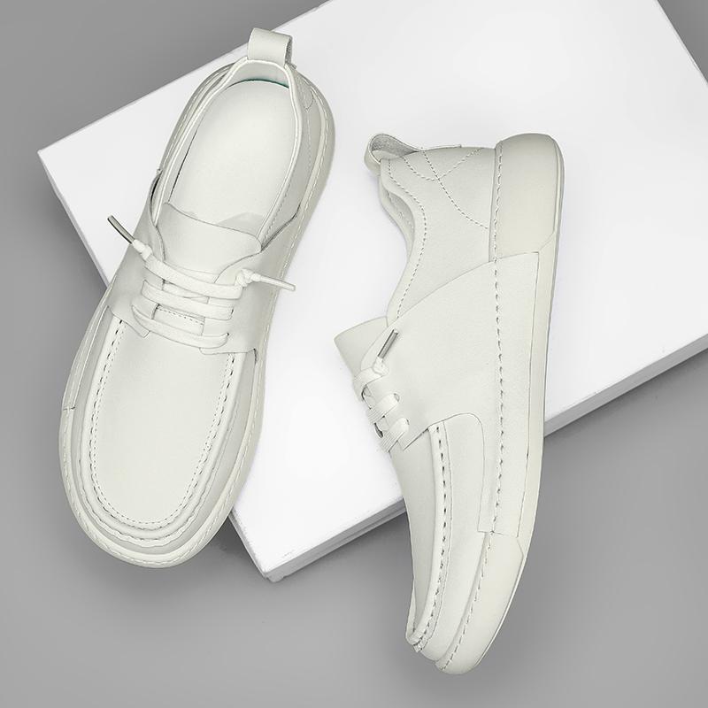Fashion Men Comfortable School Running Shoes New Lightweight Men Flats Men Fashion Breathable Skate Shoes Lace-Up Casual Leather Shoes