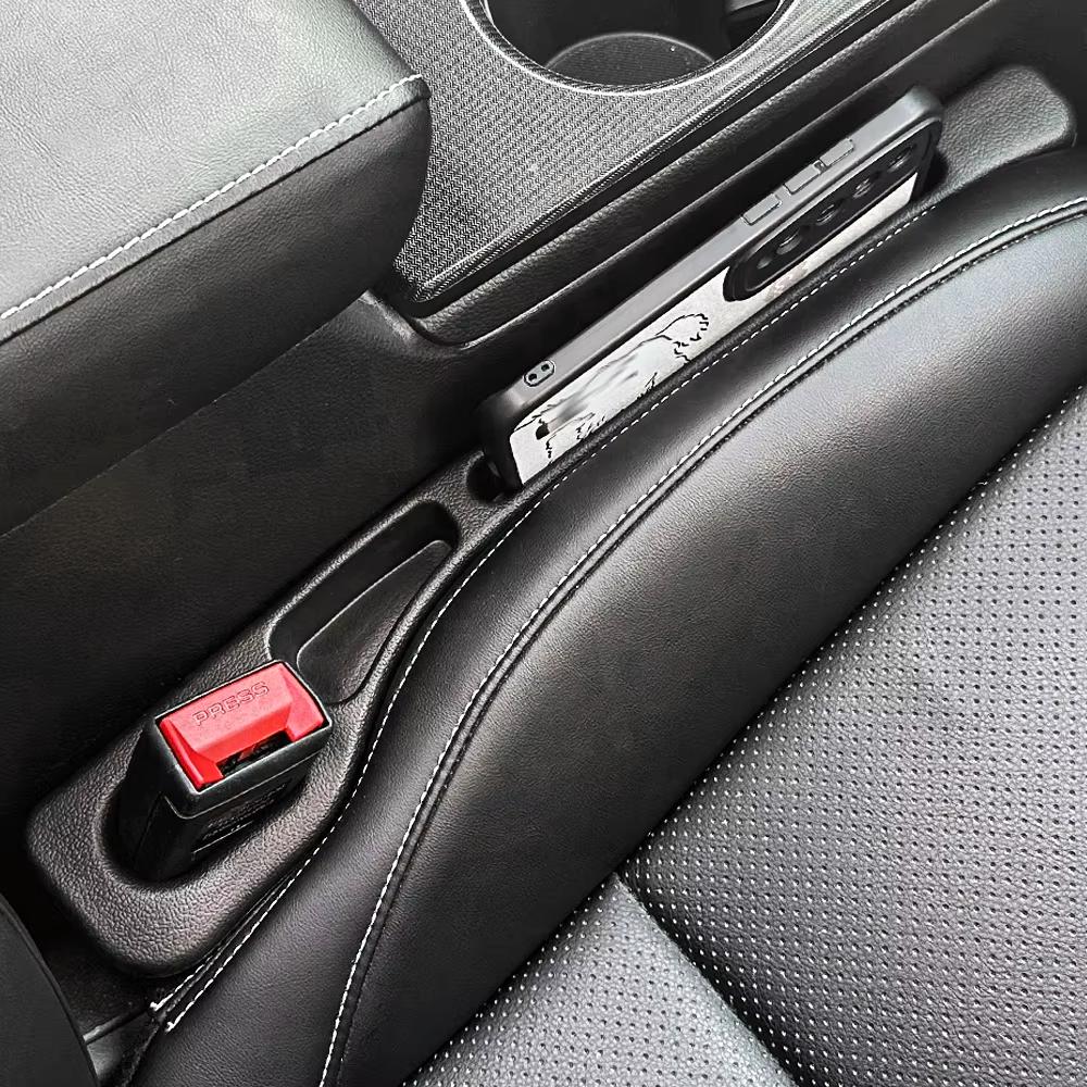 1 Pair Car Seat Gap Plug Strip Double Slot Seat Gap Filling Strips Handrail Storage Tray Leak-proof Storage Rack Car Accessories