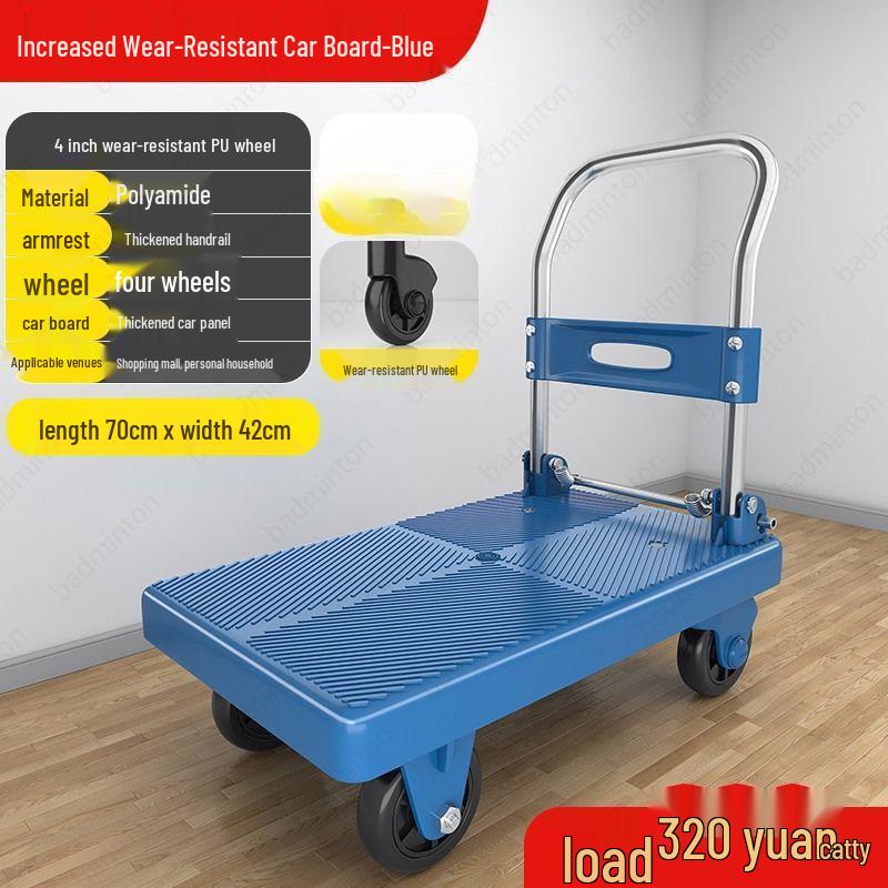 Compact Folding Silent Trolley: 4-Wheel Cart for Cargo, Household Moving, and Handling.