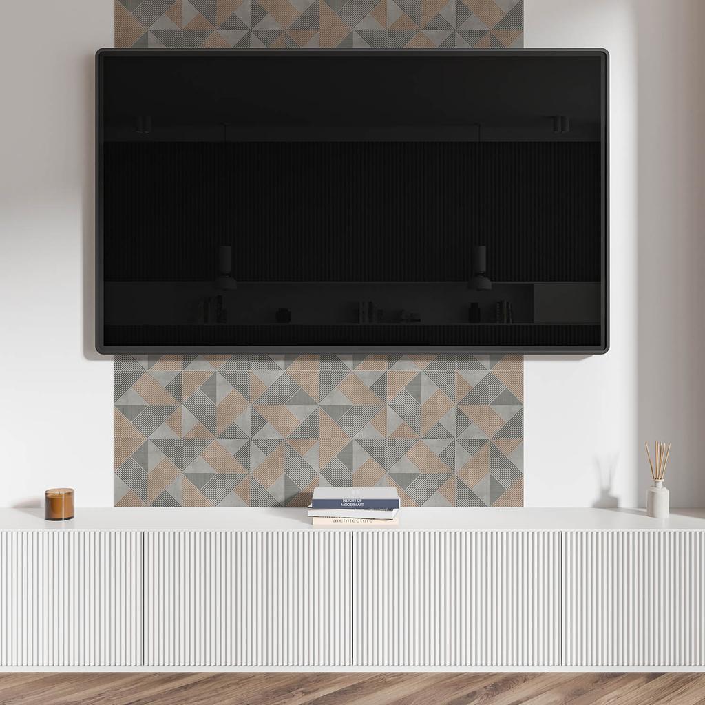 Naklejany Dekor Z Grafiką Do Przedpokoju Winylowy 120X60 Cm Geometryczny Wzór W Trójkąty