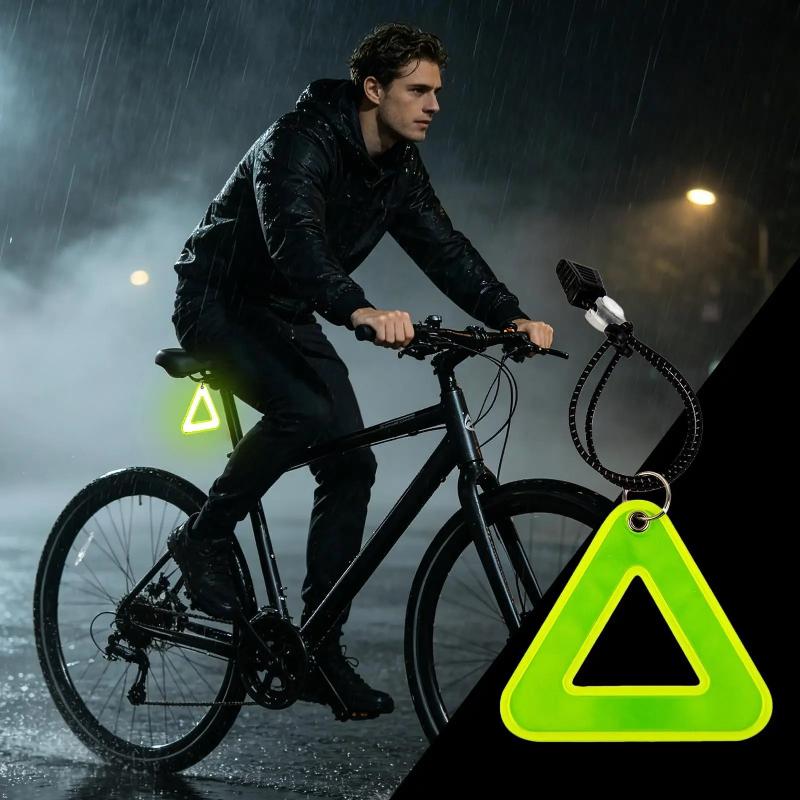 Multifunctional Elastic Reflective Triangle Sign Bicycle Hanging Reflector Night Riding Safety Warning Tag Safety Protect