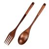 652F Natural Finish Wooden Cutlery Set Extended Handle Design For Soup Pastas Dishes