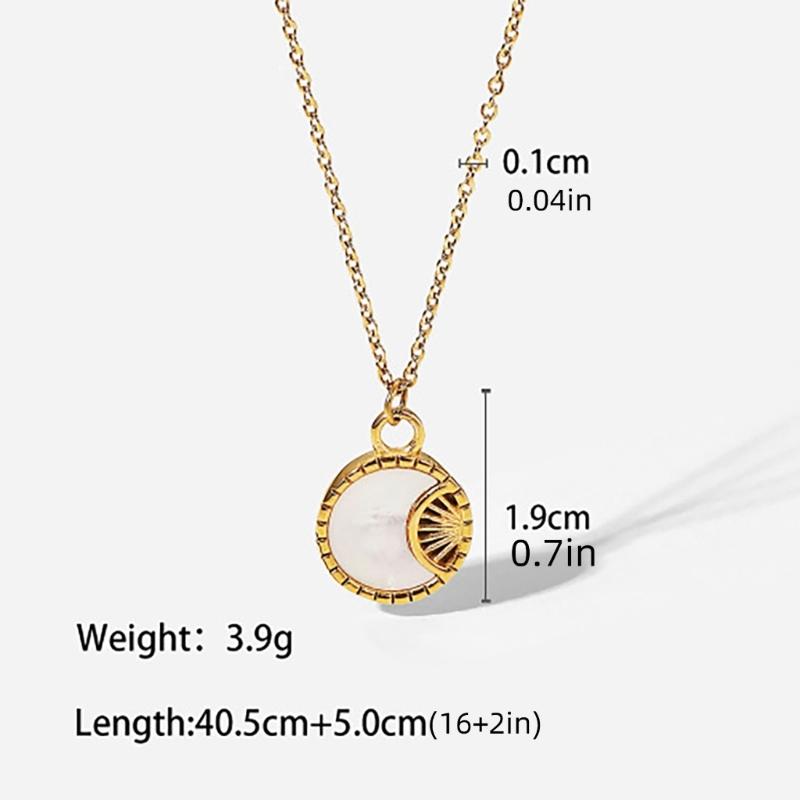 Stainless Steel Pendant Necklace Cubic Zirconia Charm Neckchain Unisex Clavicle Chain Gold Plated Waterproof Jewelry