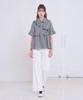 LBYL Black Check Frill Purple Button Blouse Shirt