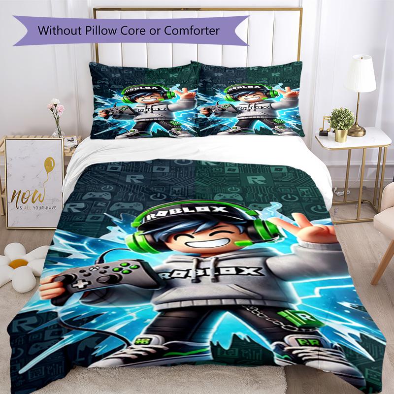 Ensemble de literie Roblox Housse de couette respirante avec taies d'oreiller Linge de lit décoratif pour chambre à coucher Décoration de maison Cadeau d'anniversaire