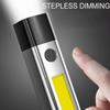 Portable COB Mini Stepless Dimming Flashlight USB Rechargeable Torch Cycling Camping Waterproof Light