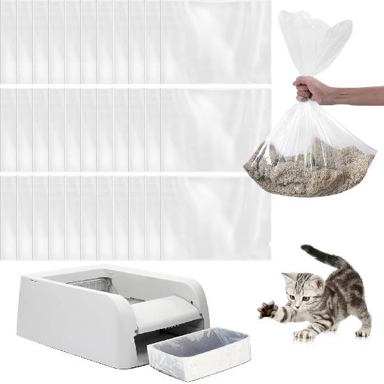 30 Count Cat Litter Box Bags Liners Compatible with Petsafe Self-Cleaning Cat Litter Box,Easy Clean & Replaceable Cat Waste Bag