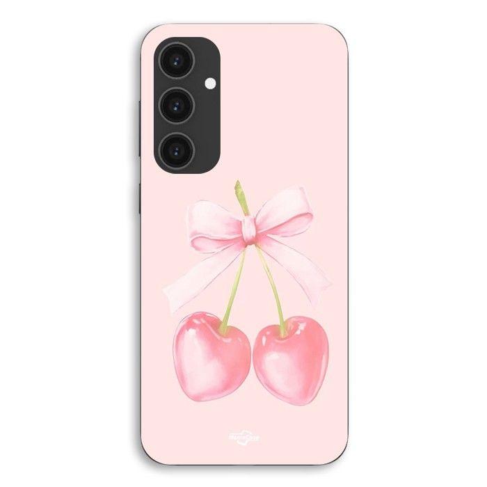 Coque Pour Samsung Galaxy S23 FE Cerise noeud fond rose pastel Maniacase