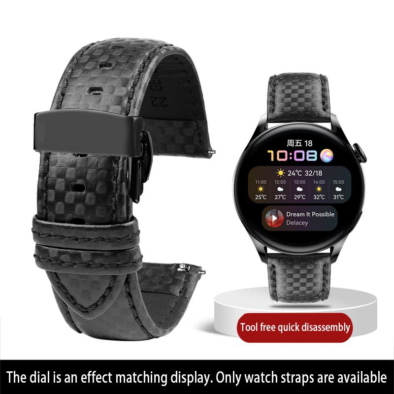 Calfskin strap Bracelet Carbonfiber Grain Watchband 18mm 20mm Red Orange Stitching Watch Band 21mm 22mm 23mm 24mm Watch Strap