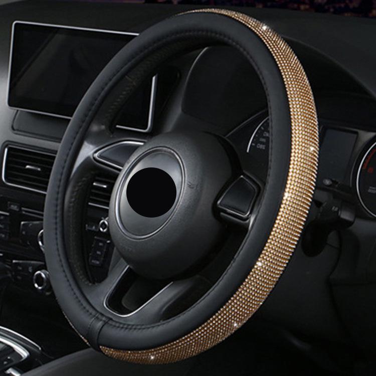 Vier Jahreszeiten Strass-Autolenkradbezug - Niedlich, Rutschfest, Sommerdesign mit weißen Diamanten