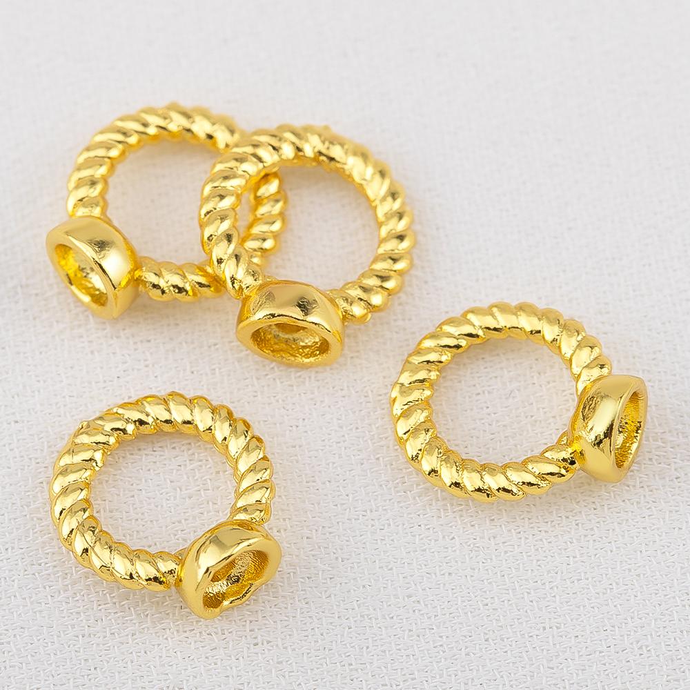 

18K Gold Plated Brass Twist Circle Connectors for Jewelry Bracelet End Connector Bead End Cap with Hole Jewelry Finding Supplies 5Pcs 7.5x8.4mm