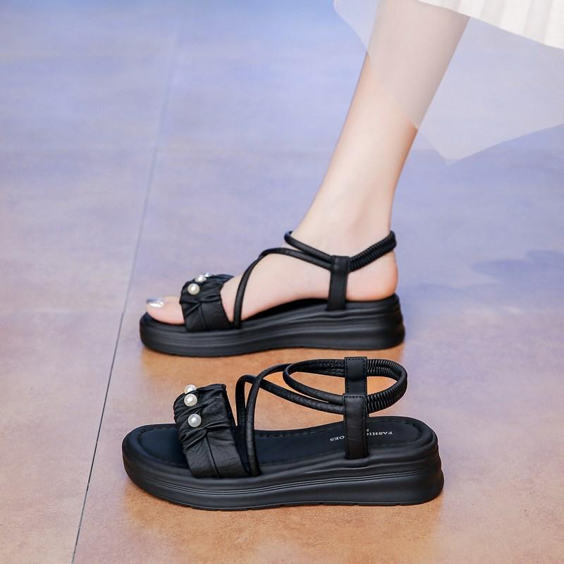 Fashion CRLAYDK Women Comfortable Strap Fashion Dressy Sandals Outdoor Travel Walking Slides Ladies Platform Elastic Band Slippers